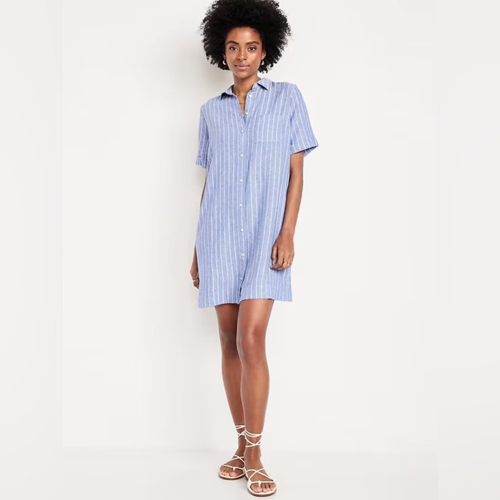 Old Navy Linen-Blend Mini Shirt Dress